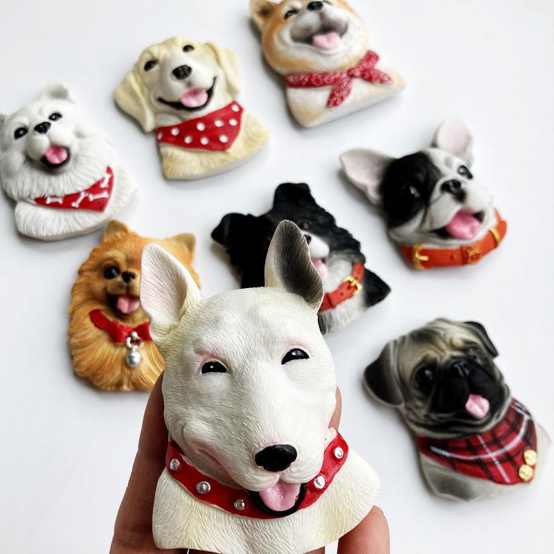 3D Shiba Inu & Pomeranian Dog Fridge Magnet - Teddy Magnetic Pet Decor Sticker