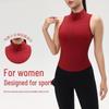 Zippered Shockproof Nude Yoga Top for Women - Slimming Sleeveless Stand Collar for Summer Outdoor Sports.