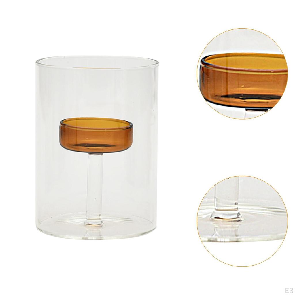 Čajová svíčka Držák Větruodolný Stojan na svíčku Skleněná Stolní Dekorace Kreativní Narozeninová Festivalová Dekorace