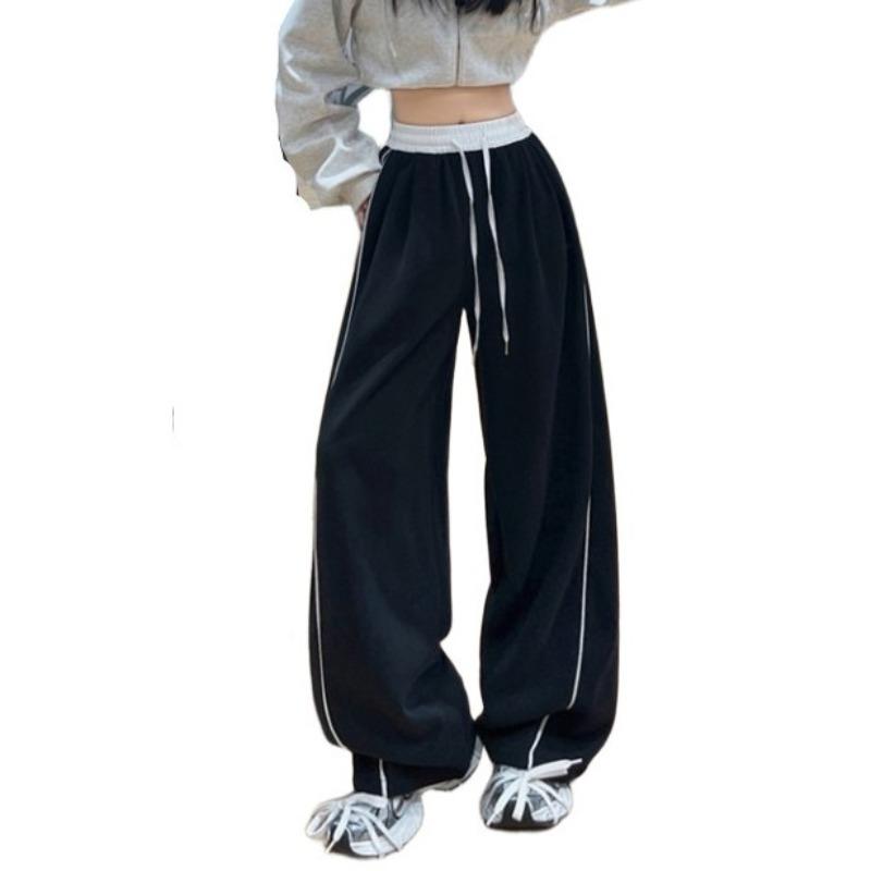 Sports casual pants women's spring, autumn and winter new high-waisted and thin wide-leg pants versatile loose floor-mopping straight-leg pants