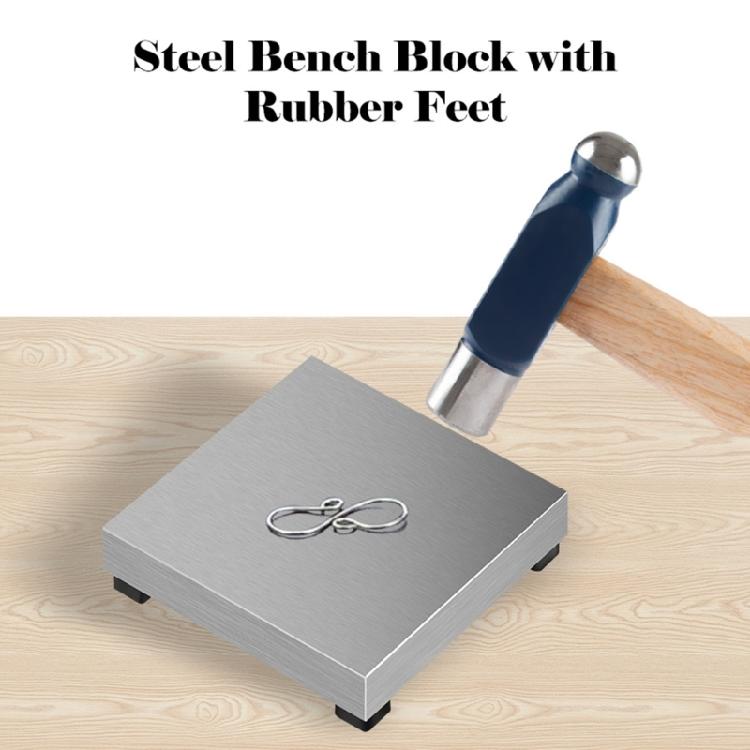Steel Benches Block with Rubber Feet Square Stable Hammer Iron Anvils Metal Stamping Block Jewelry Making Supplies