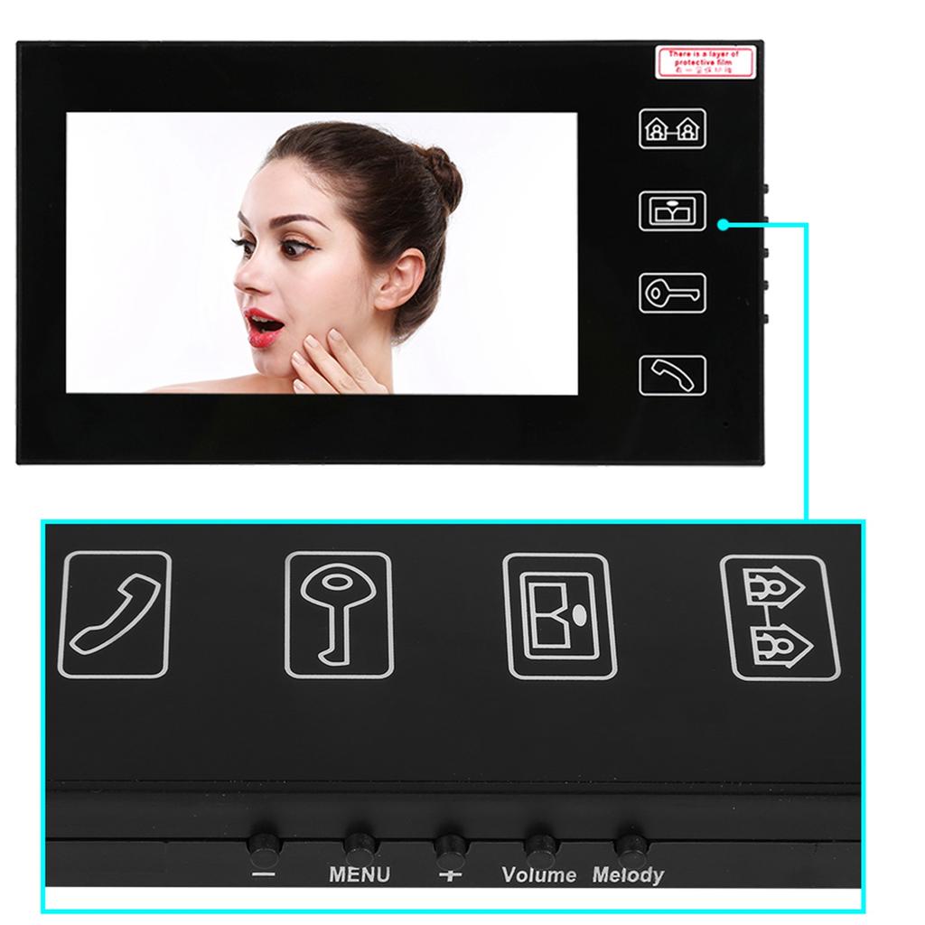 7"" Pekskärm LCD RFID Video Telefon Intercom Dörrklocka Hemsäkerhet Lösenordssystem