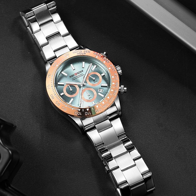 Quarzuhr für Herren Business Gold Schwarz Edelstahl Mode Klassisch Luxus Multifunktional Analog Armbanduhren Reloj Hombre