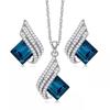 Colar com pingente de cristal banhado a platina com asas de anjo, conjunto de joias para presente para mulheres e meninas