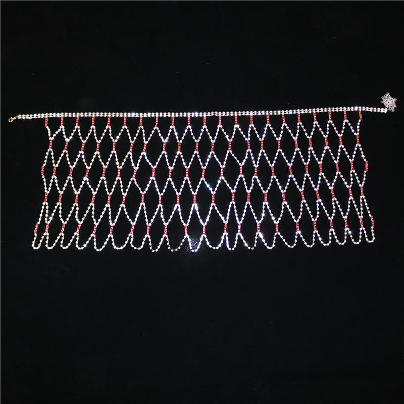 Tassel Belly Dance Wave Waist Chain, New Red Rhinestone Belt Sexy Water Crystal Body Chain Women'S Jewelry