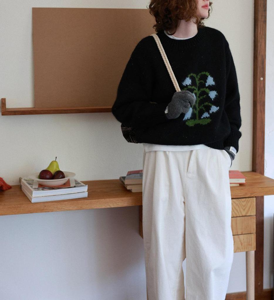 This Issue's Highlight: Merino Wool & Raccoon Down Lily Jacquard Two-Tone Sweater