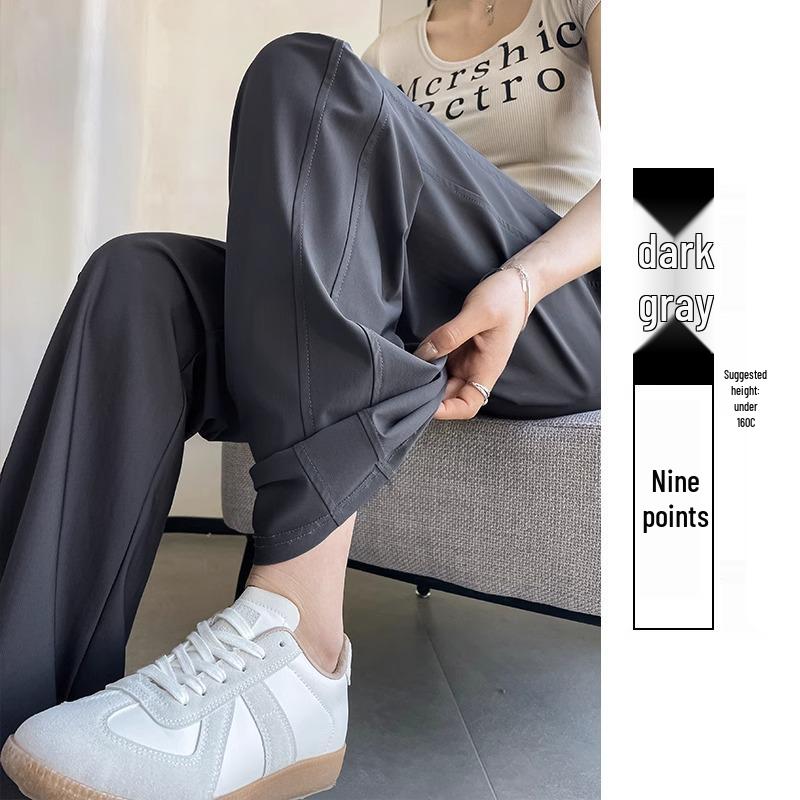 

Women s Summer 2025 High-Waist Slim-Fit Quick-Dry Ice Silk Straight-Leg Pants S