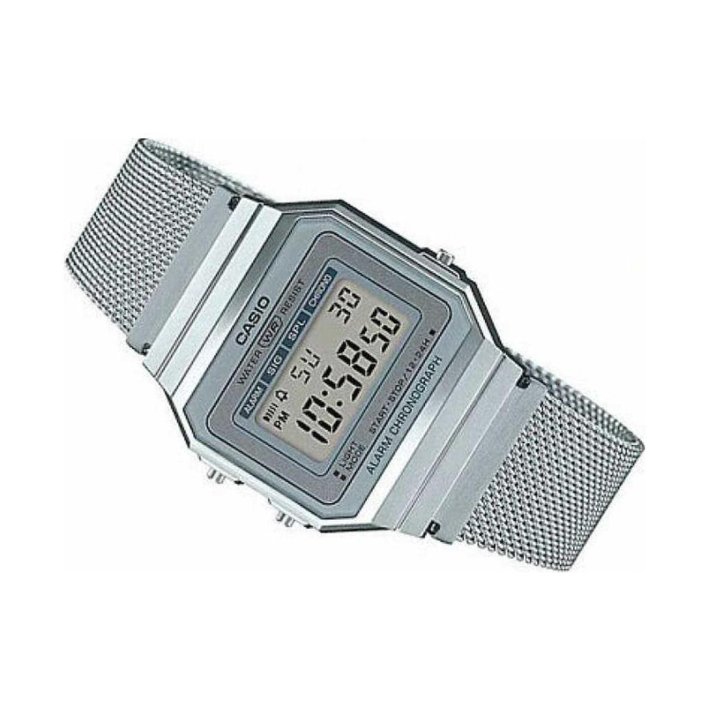 Casio Youth Series Metal Square Retro Fashion Minimalist Classic Square Quartz Movement Stainless Steel Strap Unisex Watches White A700WM-7A
