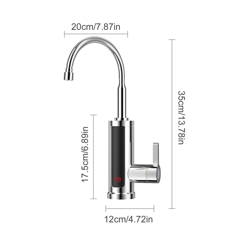 Electric Instant Hot Water Faucet 3000W Fast Heating with 360 Degree Flexible Hose LED Temperature Display for Kitchen