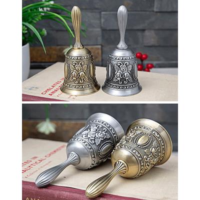 Retro Metalen Tone Hand Bell Hand Held Craft Bruiloft Decoratie Alarm Bell
