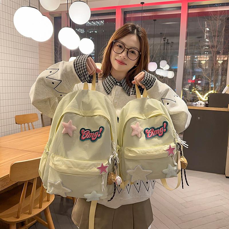 Star Pattern Backpack Large Capacity Shoulders Bag Student Commute Gift Tourism