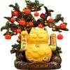 Electric Auto Waving Arm Lucky Cat Statue - Resin Fortune Decor with Persimmon Ornament Gold Finish for Home Office