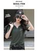 Women's 2024 Summer Plus-Size Retro V-Neck Short-Sleeve T-Shirt - Solid Color, Simple, Versatile, and Trendy.