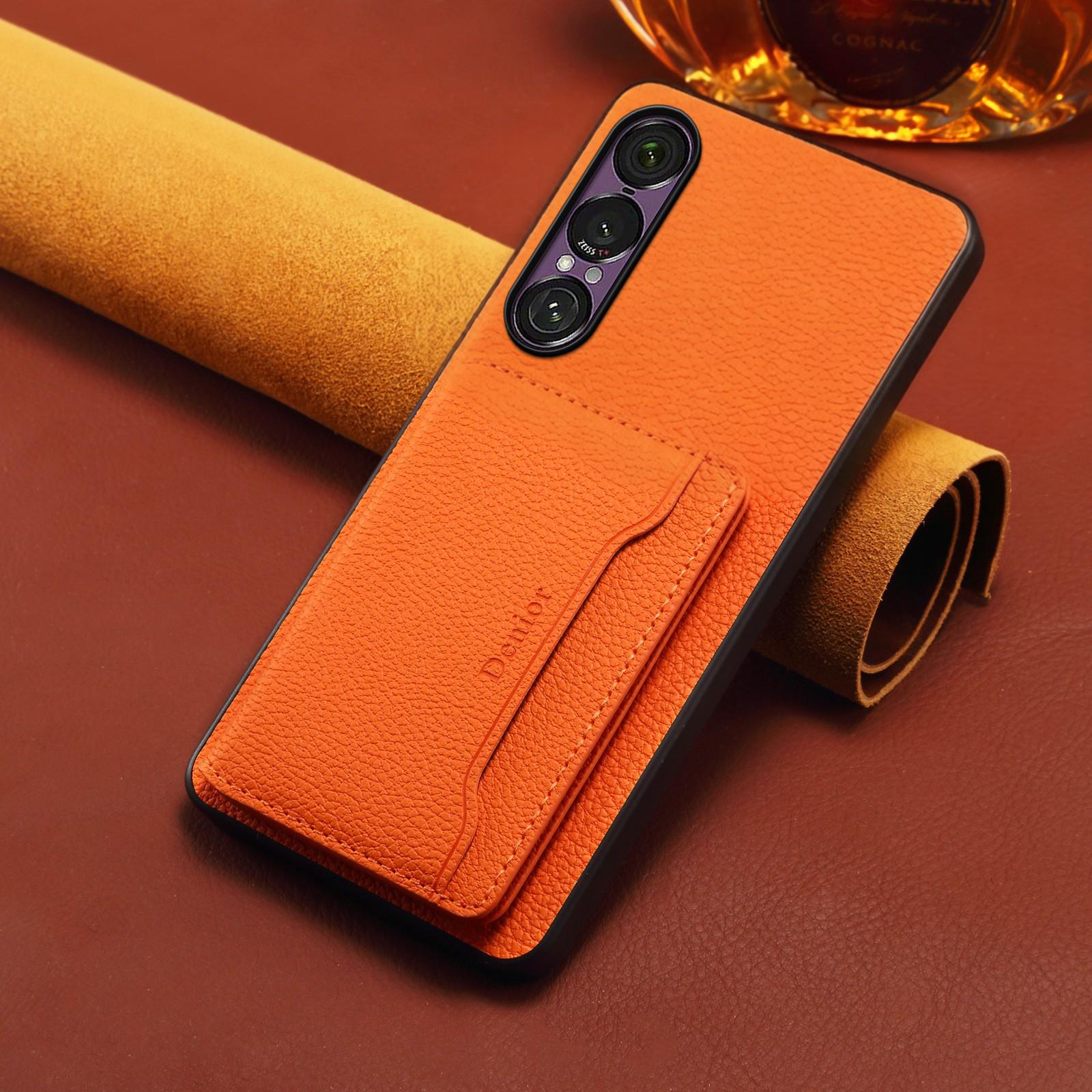 

Sony Xperia 1 VII 2-in-1 Lychee Pattern Leather Case with Card Slots Sony Xperia 5 III оранжевый