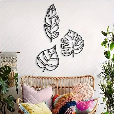 3pcs,Three Leaves Wall Decoration - Elegant Room & Home Decor for Festivals, Bedrooms, Living Rooms, Entrances & More