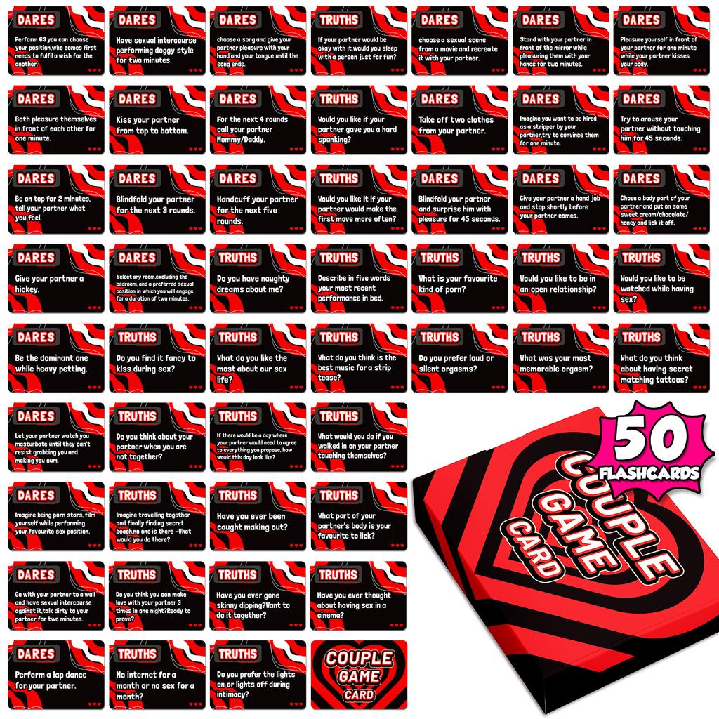 50 Heart Love Couple Interactive Cards Black And Red Advanced Color Contrasting Cards