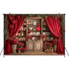 Valentine's Day red rose heart-shaped wooden cabinet banner shooting Backdrop, Valentine's Day adult portrait shooting Backdrop3