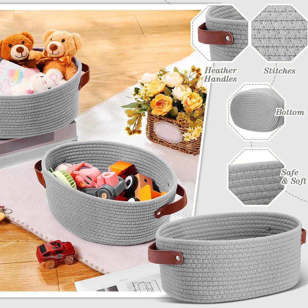 Woven Baskets For Storage Decorative Cotton Rope Storage Basket Display Bin Home Decor For Bathroom Bedroom Kitchen Organization