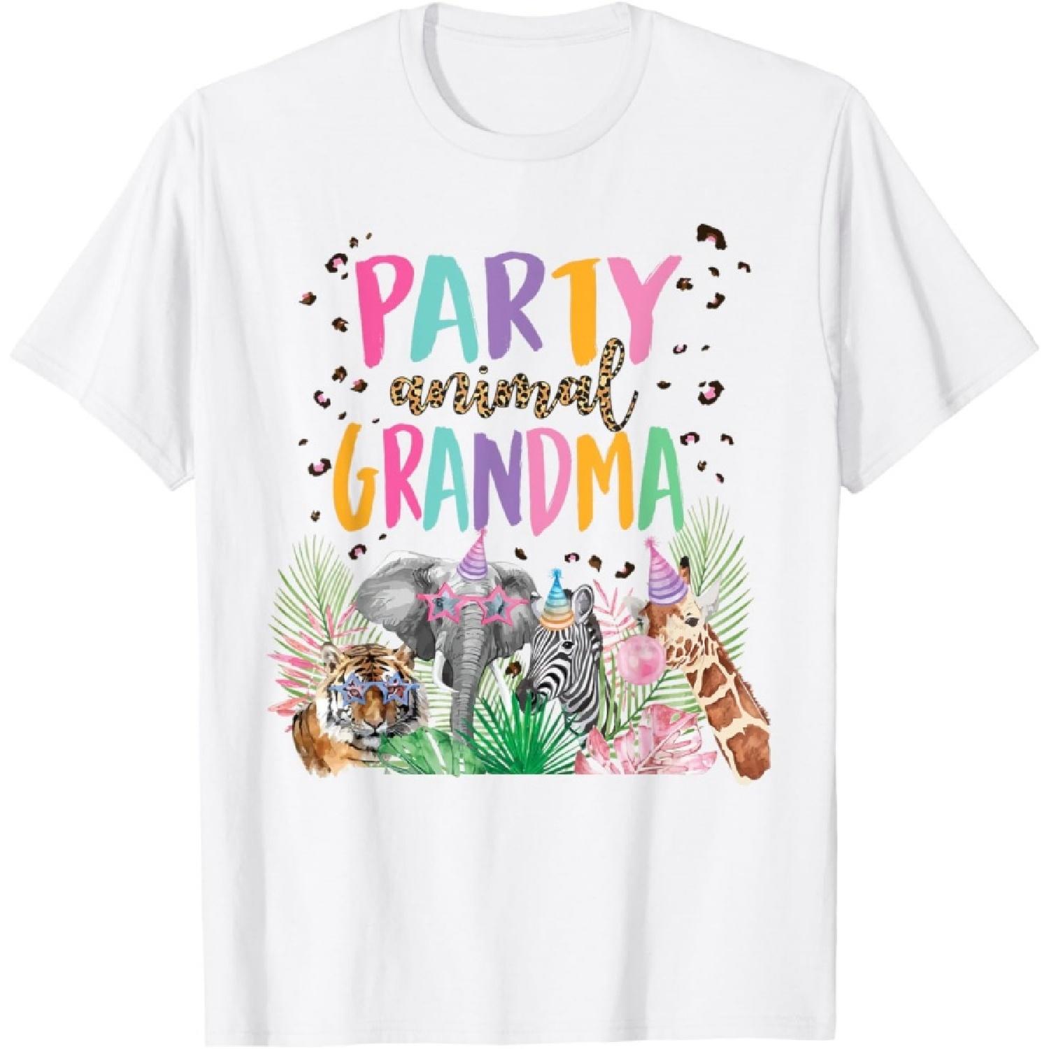 Grandma Of The Birthday Boy Girl Zoo Theme Animal Party T-Shirt XXXXXL белый