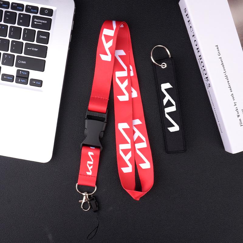HFVY8 Car Keychain Neck Wear ID Card Pass Lanyard Nylon Long Keyring Ribbon For KIA KN Rio Ceed Sportage Cerato Sorento Optima Picanto