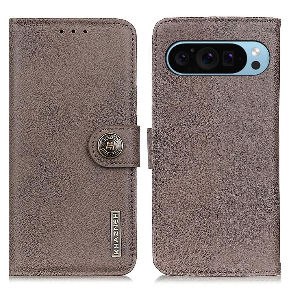 KHAZNEH Pro Google Pixel 10 Pro/10/9 Pro/9 Pouzdro Textura hovězí kůže Peněženka PU kůže Vyklápěcí kryt na telefon