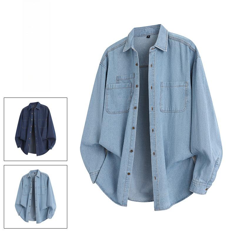 Minimalist Solid Color Men's Long-sleeved Shirts In The Autumn 2026 Denim Lapel Men's Casual Jacket Coat Men's Breathable Work Casual Jacket