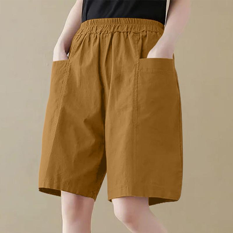 ZANZEA Women Casual Loose with Pocketed Elastic Waist Shorts