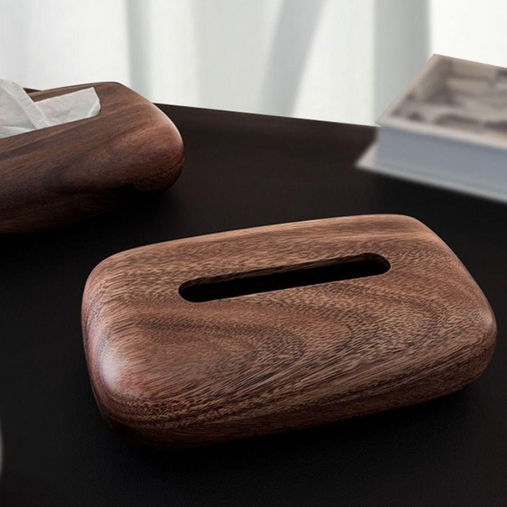 Rectangular Walnut Tissue Box Smooth-surfaced Tissue Paper Holder Tissue Dispenser  Living Room