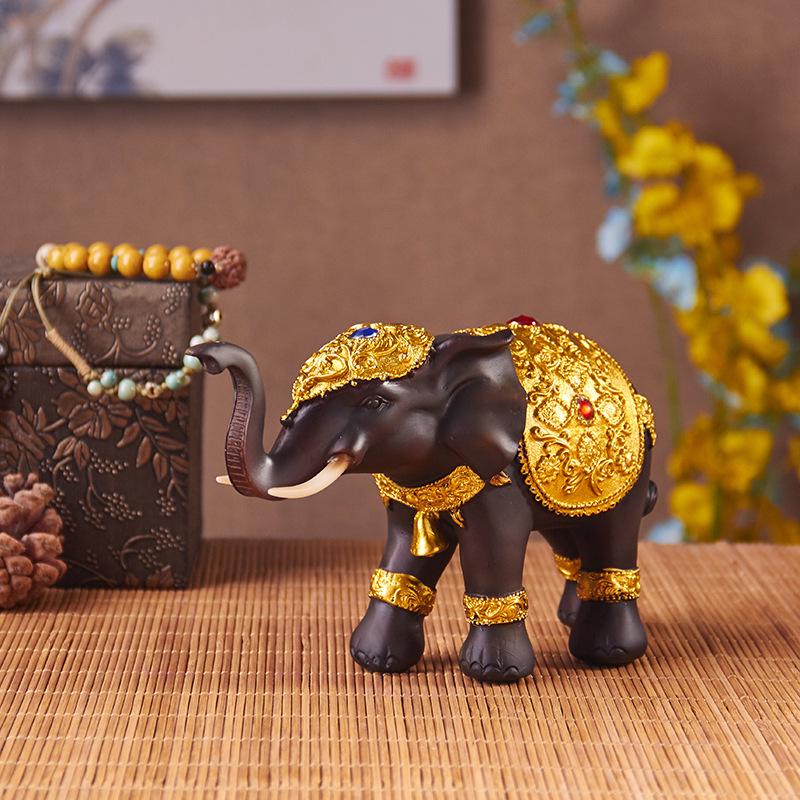 Thai-Style Lucky Elephant Ceramic Ornament for Home or Office Decor