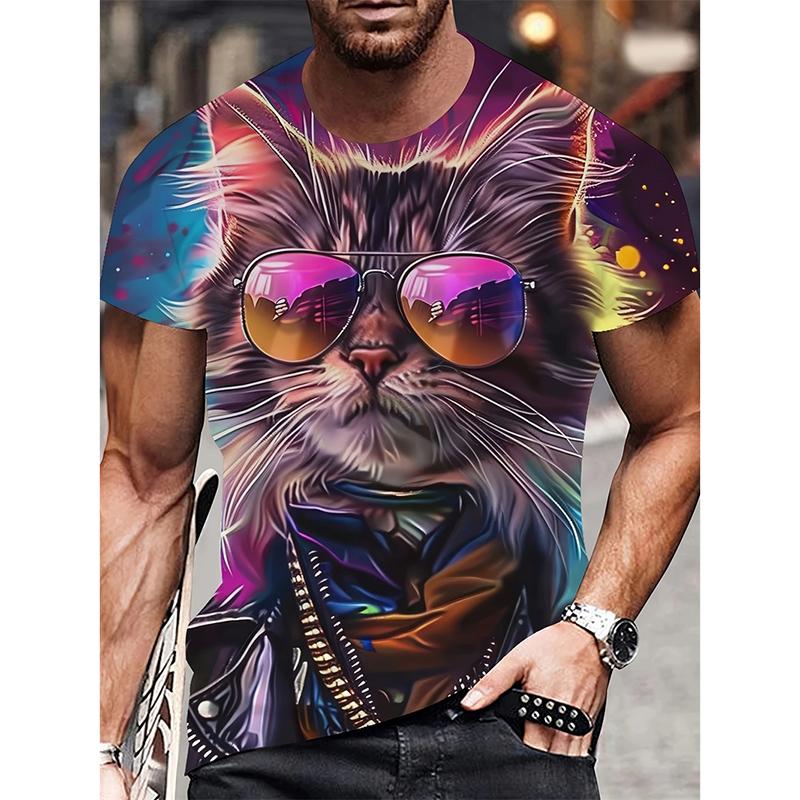 Cute Cartoon Cat Graphic T-shirt Women Funny Casual 3D Print Cats Harajuku Street T Shirts Summer Casual Fashion Men Tees Top