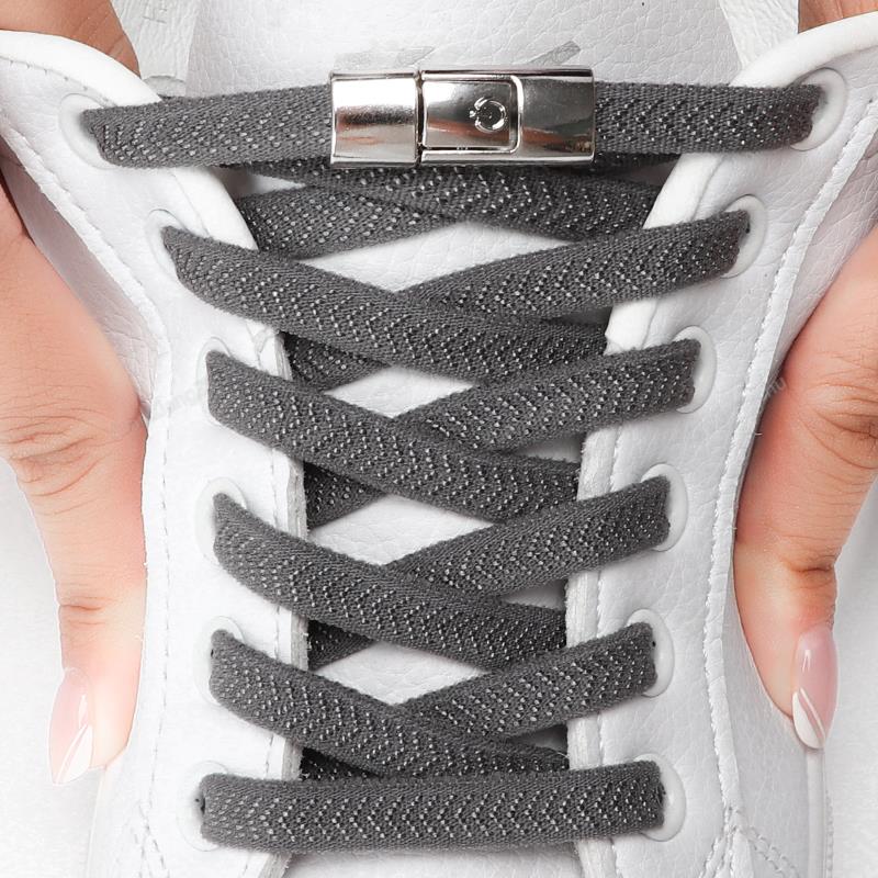 New Press Lock Shoelaces Without ties 8MM Width Flat Elastic Laces Sneakers Kids Adult No Tie Shoe laces for Shoes Accessories