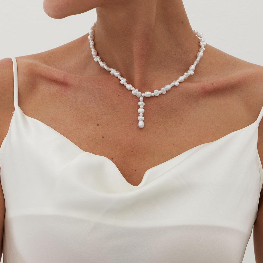 Baroque Alien Bean Pearl Beaded Necklace Niche Irregular Commuter Collar Chain