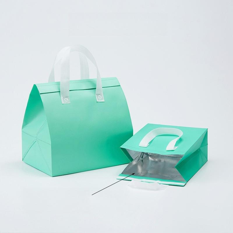Non-woven Insulation Tote Bag Portable Cake Dessert for Drinks Package Cold Delivery Pouchs Takeout Aluminum Foil Bags Suitable for Picnicking Camping