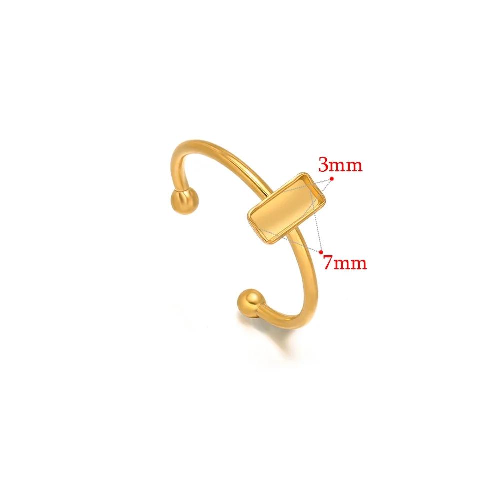 10pcs Adjustable Stainless Steel Open Ring Settings Blank Base Bezel Cabochons Rings for DIY Jewelry Making Finger Accessories