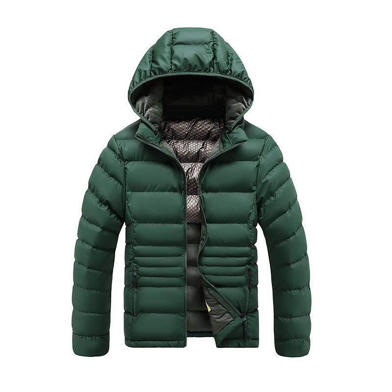 Lightweight Ribs and Cotton Jacket for Men In Winter Solid Color Slim Fit Removable Hat Thickened Hooded Jacket for Men