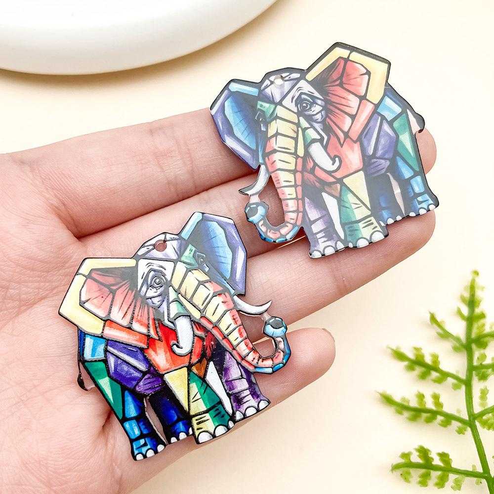 Cartoon Animal Mosaic Acrylic Jigsaw Pendant for DIY Jewelry