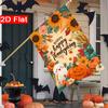2D Flat - 2D Flat Thanksgiving Autumn Leaves Pumpkin And Ghost Garden Flag, 3-28X40 Inches Outdoor Garden Flag Double-Sided Home Decoration Courtyard