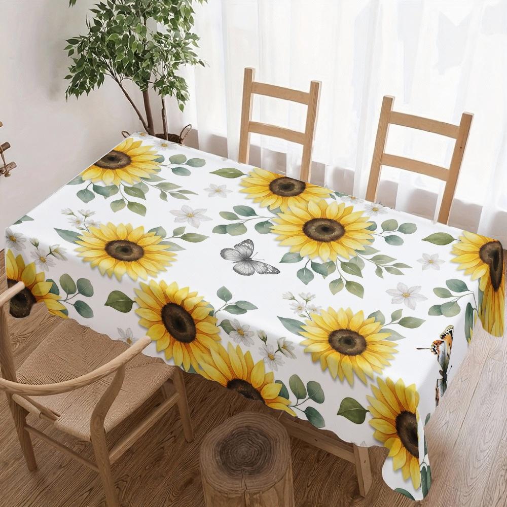 Zonnebloem Patroon Rechthoekige Tafelkleed voor Tafeldecoratie Keuken Eetkamer Waterdicht Herbruikbaar Tafelkleed voor Tafel Eetkamer