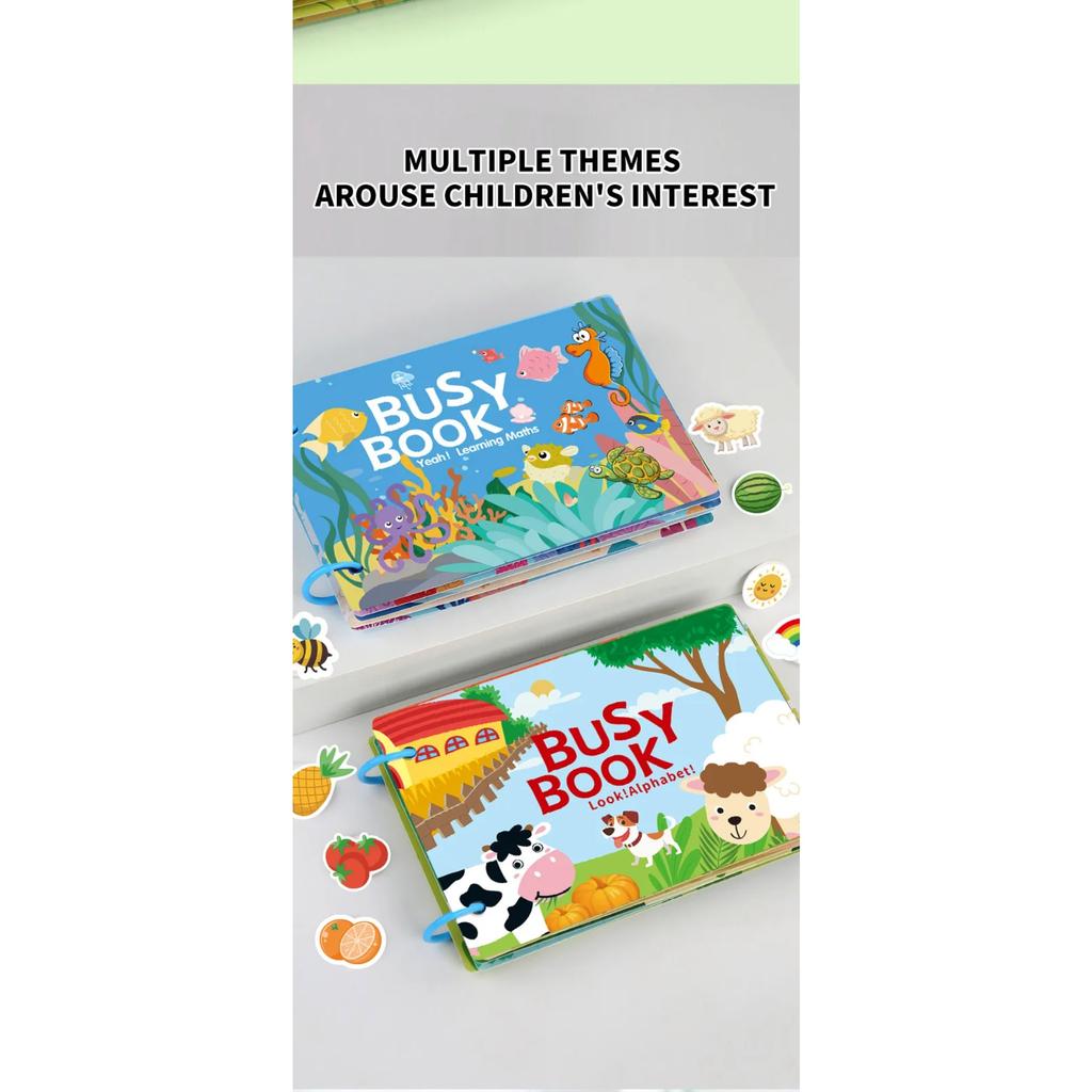 1Set Cartoon Quiet Book Montessori Busy Book with Animal Recognition Puzzle Interactive Game Cards for Preschool DIY Puzzle Book
