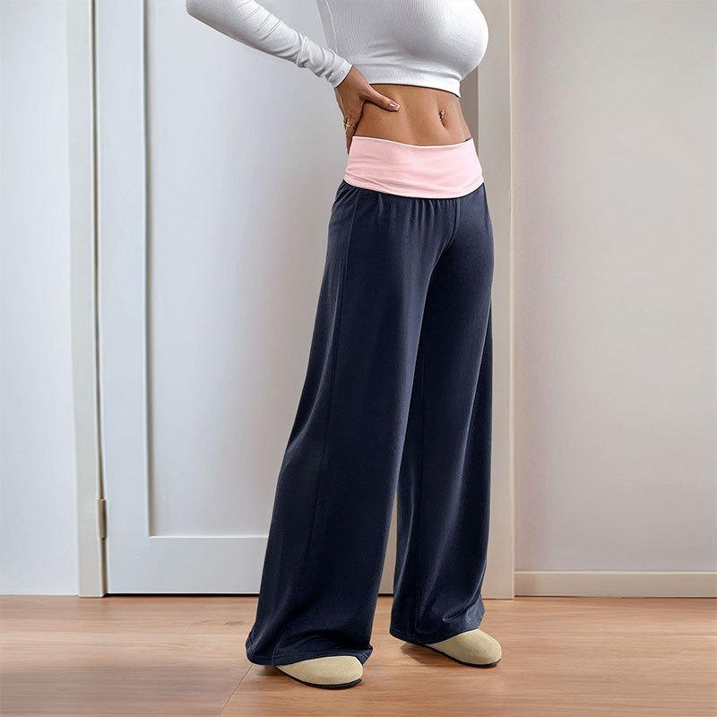 Women's New Low-waisted Trousers Trousers Trousers Casual Collision Splicing Wide-legged Trousers