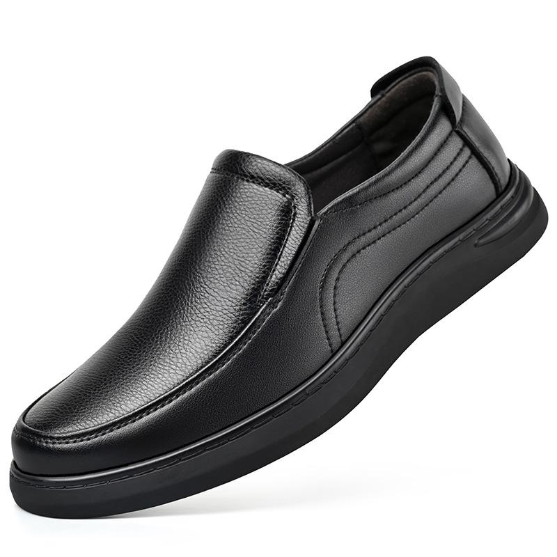 

Men s 2025 Autumn Leather Slip-On Non-Slip Business Casual Fleece-Lined Shoes for Middle-Aged & Elderly 45