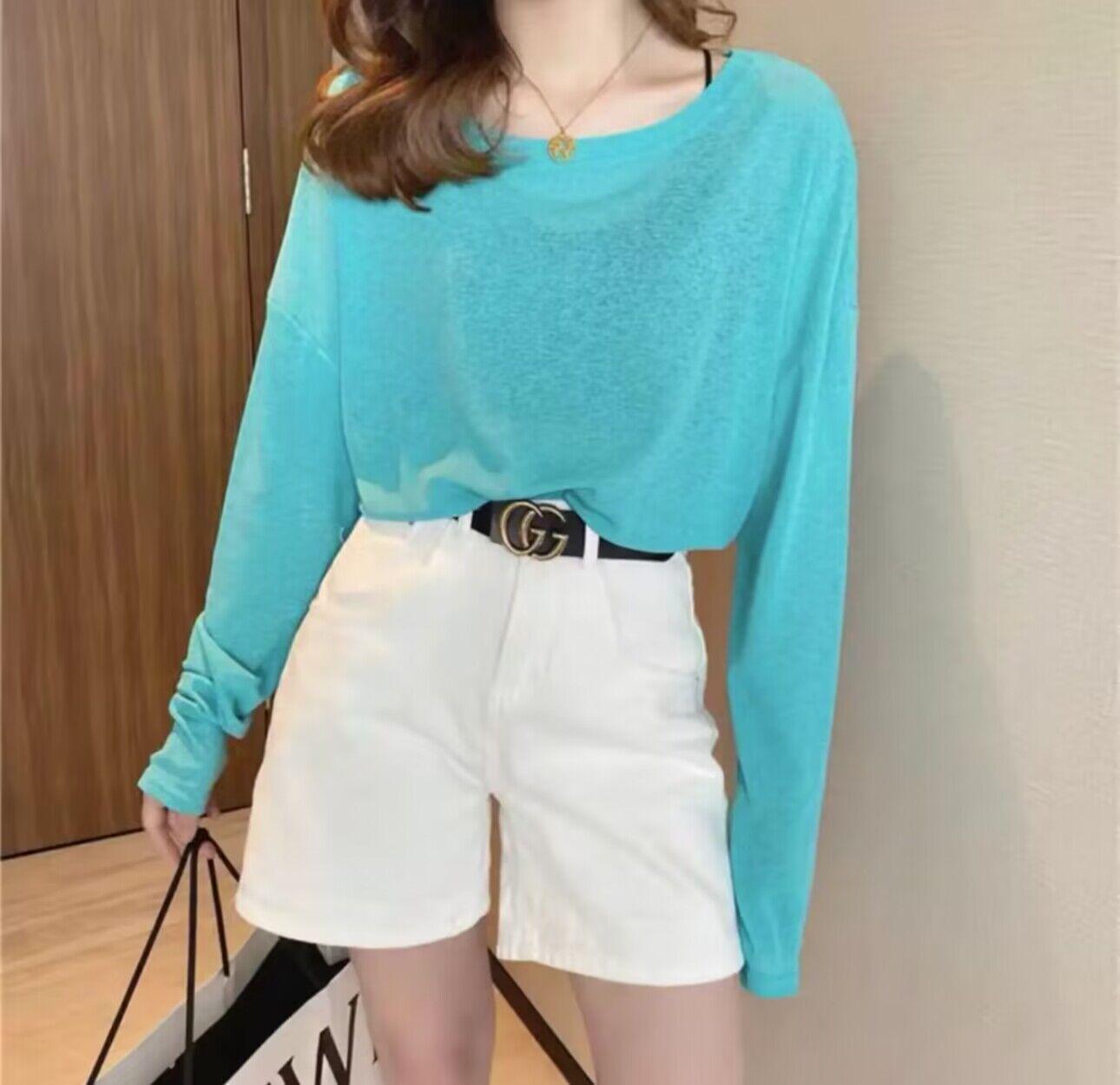 

Летняя женская свободная блузка Candy Color с длинными рукавами из ледяного шелка с защитой от солнца One Size (80-130)