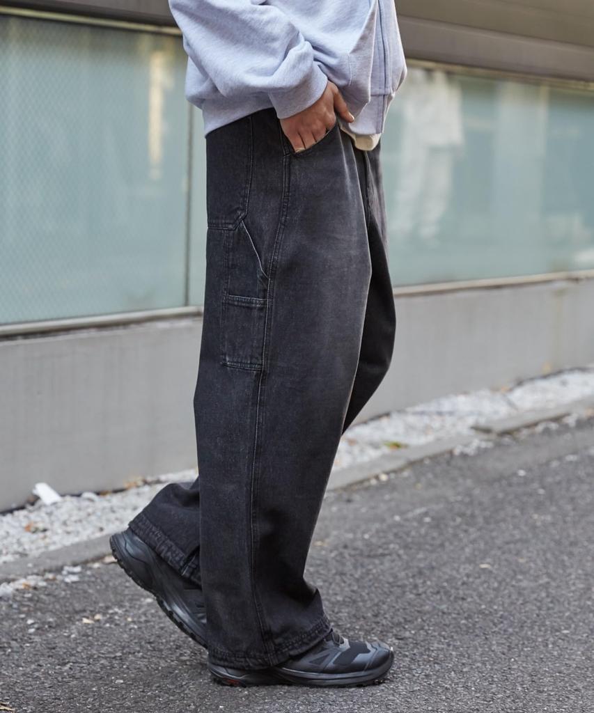 WEGO Easy Painter Denim Denim Size Denim Black Sonata Men's Pants, Pants, Wide-leg Pants, Bottoms, Jeans, Streetwear, Casual, Gift, Spring, Summer,