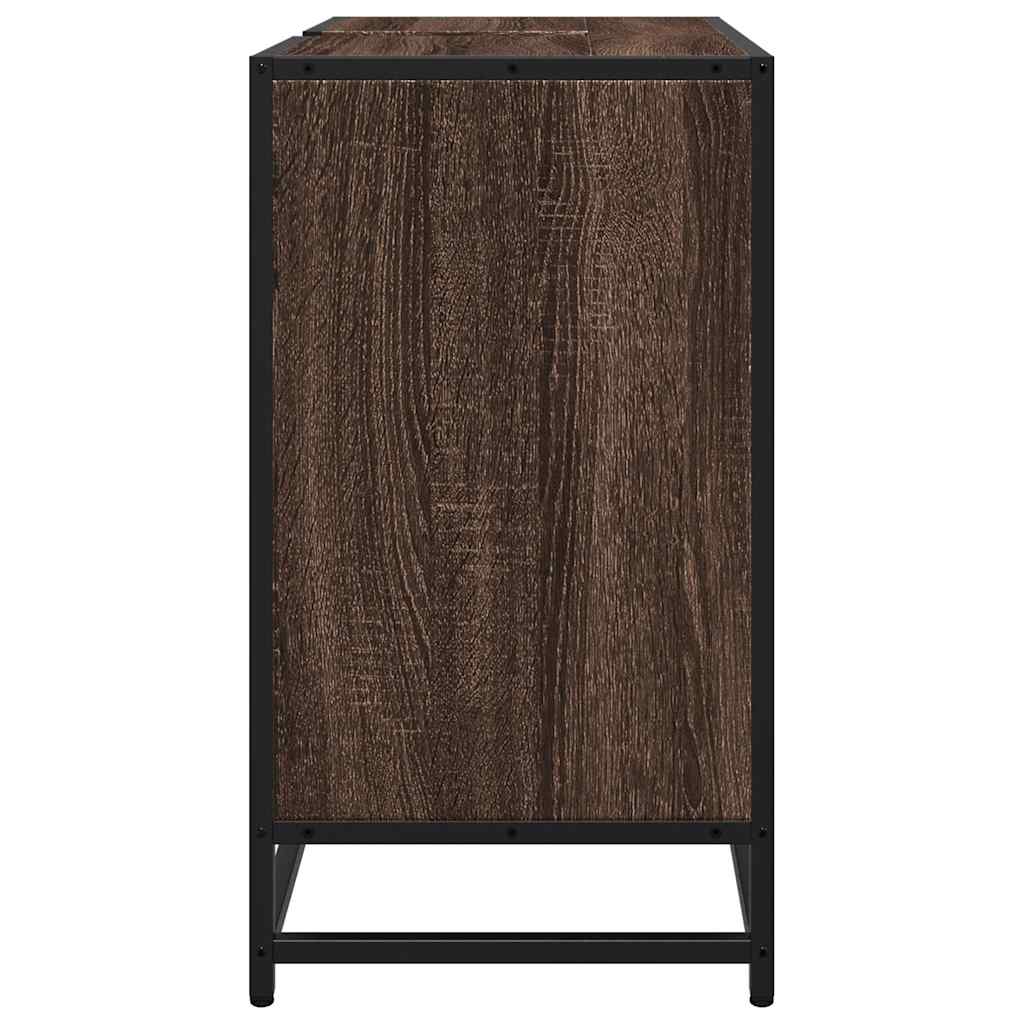 Bathroom Vanity Unit Brown Oak Effect 65 X 33 X 60 Cm
