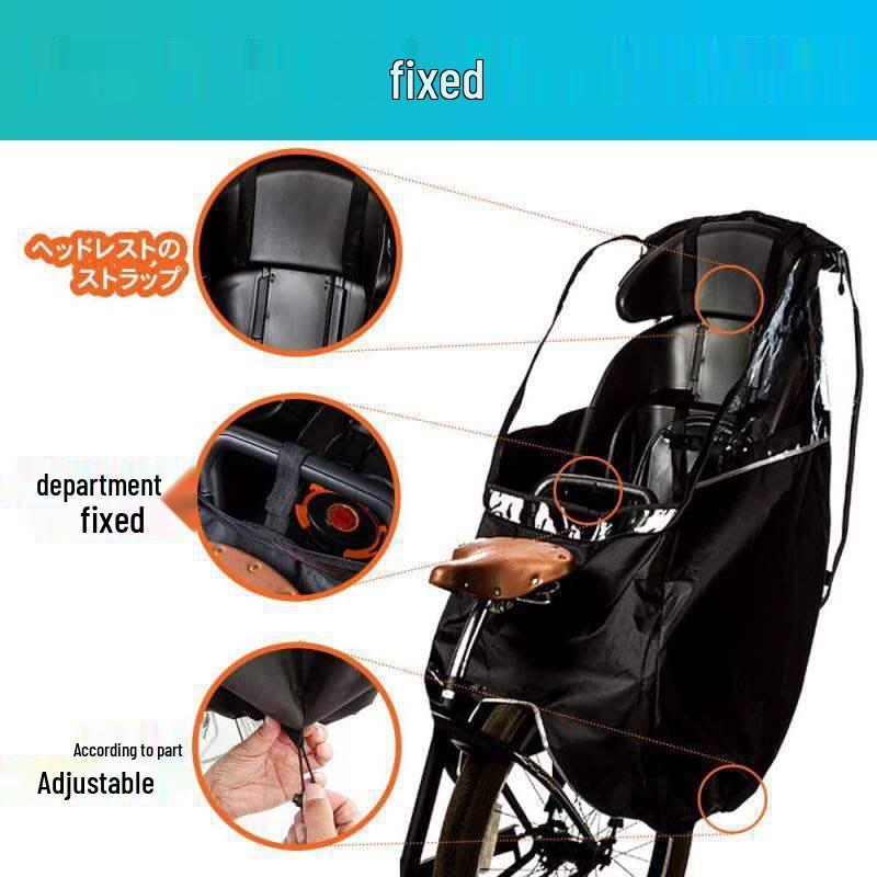 Průhledný PVC Vodotěsný Dětský Kryt proti Dešti na Zadní Sedadlo na Kolo