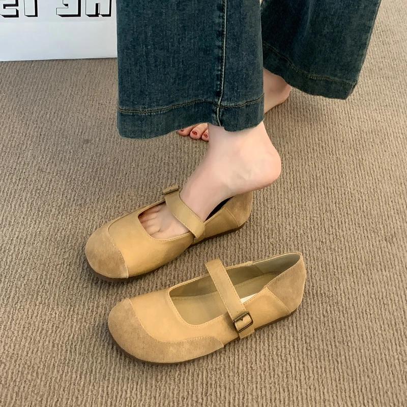 2024 Fashion Shoes for Women Buckle Women Flats Spring Autumn Round Toe Solid Solft Sole Casual Comfortable Flats Shallow Shoes
