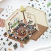 4-teiliges DIY-Szenenaufkleber-Set, 3D-Miniaturhaus-Aufkleber, wiederverwendbar, einfach zu verwendende DIY-Projekte, Buchhandlungs-Szenenaufkleber