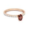 Granátový oválný solitaire prsten - 925 sterlingového stříbra Rose Gold Vermeil