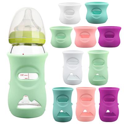 3Pcs Silicone Sleeve for Glass Baby Bottle Anti-Breakage Anti-Scald Baby Bottle Holder Milk Bottle Sleeve for 4oz/8oz Baby Bottle