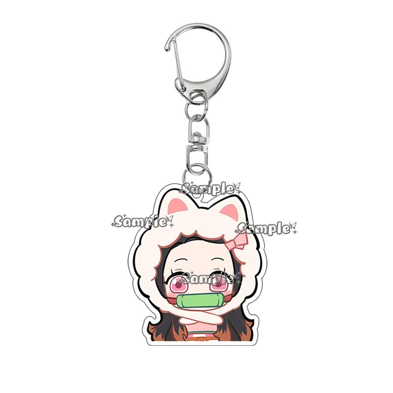 Q Version Anime Acrylic Agatsuma Zenitsu Tsuyuri Kanawo Kochou Tanjiro Nezuko Cartoon Kawaii Keychain Pendant Decor Fans Gifts